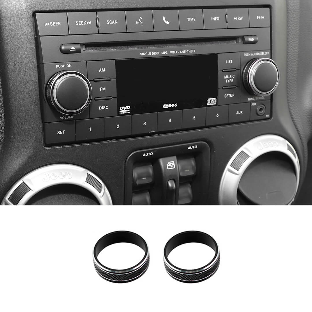 For 2011-2018 Jeep Wrangler JK/2010-2015 Compass/2011-2015 Patriot Center Console Audio CD Switch Knob Ring Cover (2 pcs) - Image 13