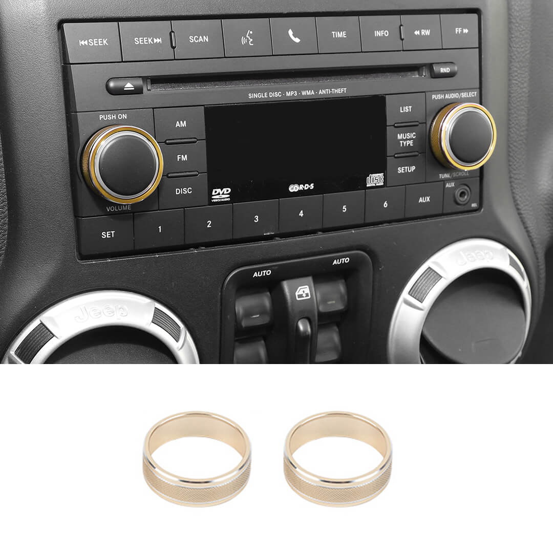 For 2011-2018 Jeep Wrangler JK/2010-2015 Compass/2011-2015 Patriot Center Console Audio CD Switch Knob Ring Cover (2 pcs) - Image 16