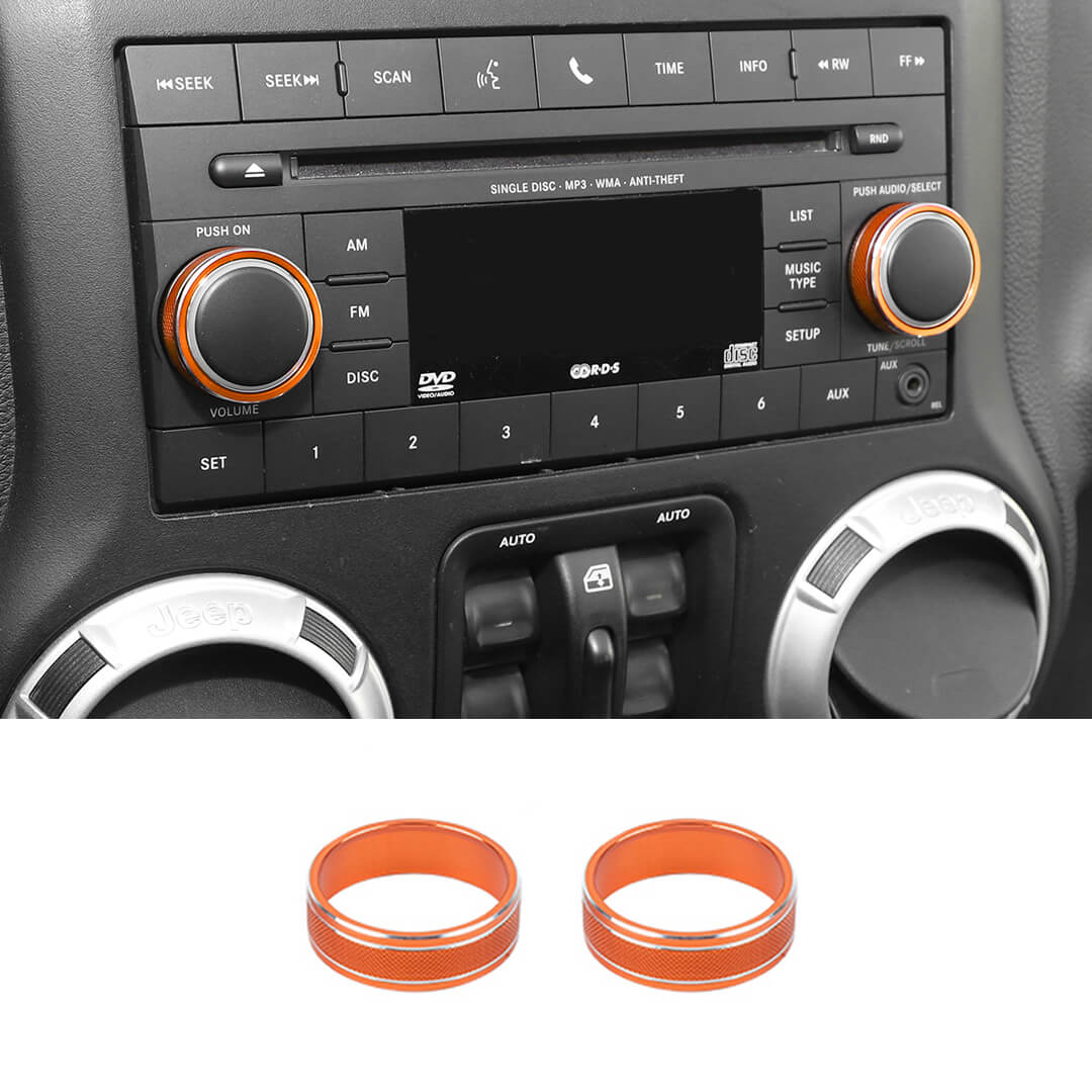 For 2011-2018 Jeep Wrangler JK/2010-2015 Compass/2011-2015 Patriot Center Console Audio CD Switch Knob Ring Cover (2 pcs) - Image 17