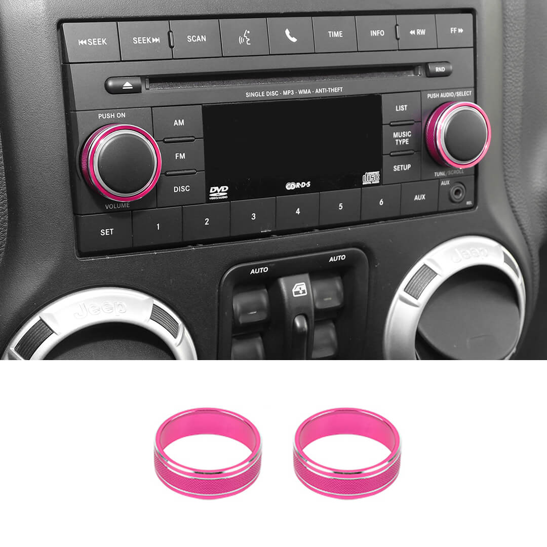 For 2011-2018 Jeep Wrangler JK/2010-2015 Compass/2011-2015 Patriot Center Console Audio CD Switch Knob Ring Cover (2 pcs) - Image 18