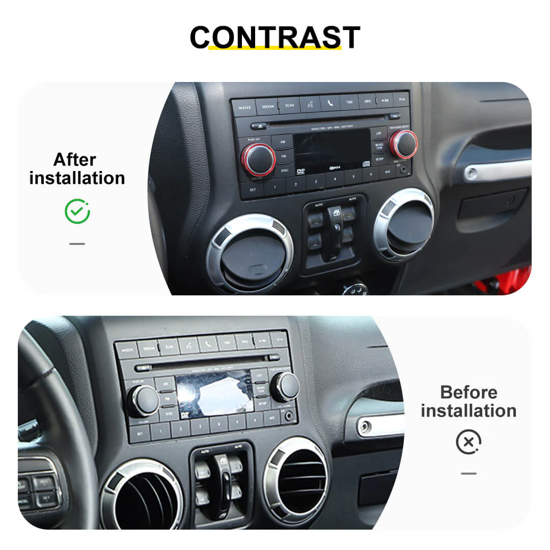 For 2011-2018 Jeep Wrangler JK/2010-2015 Compass/2011-2015 Patriot Center Console Audio CD Switch Knob Ring Cover (2 pcs) - Image 2