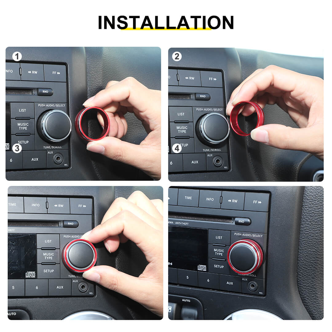 For 2011-2018 Jeep Wrangler JK/2010-2015 Compass/2011-2015 Patriot Center Console Audio CD Switch Knob Ring Cover (2 pcs) - Image 6