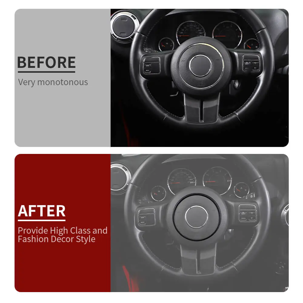For Jeep 2011-2018 Wrangler JK /2011-2013 Grand Cherokee/2010-2015 Compass/ 2011-2015 Patriot Steering Wheel Center Cover Trim Ring - Image 2