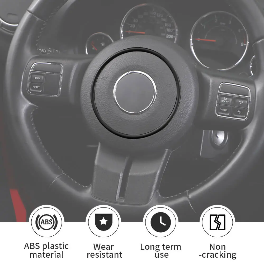 For Jeep 2011-2018 Wrangler JK /2011-2013 Grand Cherokee/2010-2015 Compass/ 2011-2015 Patriot Steering Wheel Center Cover Trim Ring - Image 7