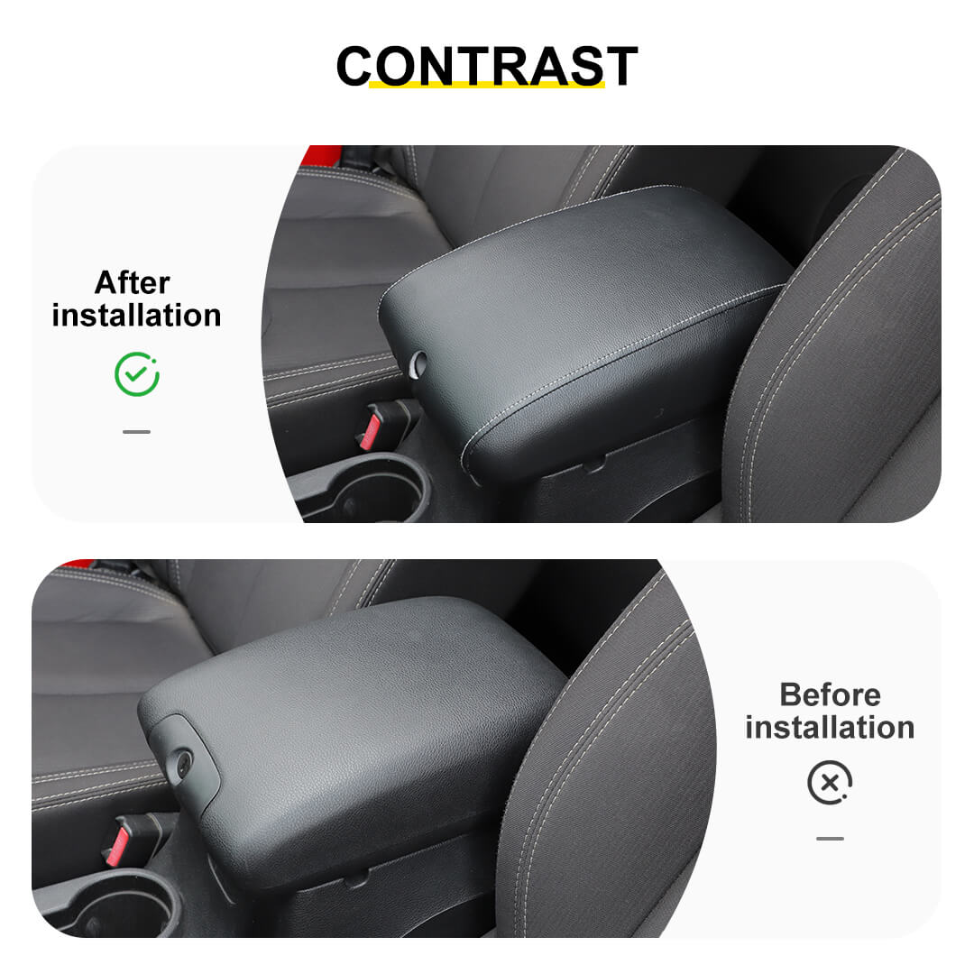 For 2011-2018 Jeep Wrangler JK Center Consol Armrest Box Pad Leather Cover Trim - Image 2