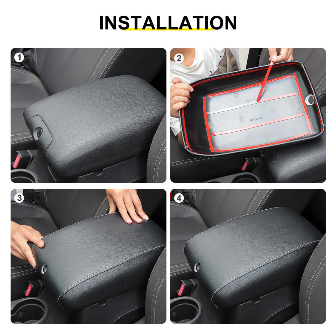 For 2011-2018 Jeep Wrangler JK Center Consol Armrest Box Pad Leather Cover Trim - Image 6