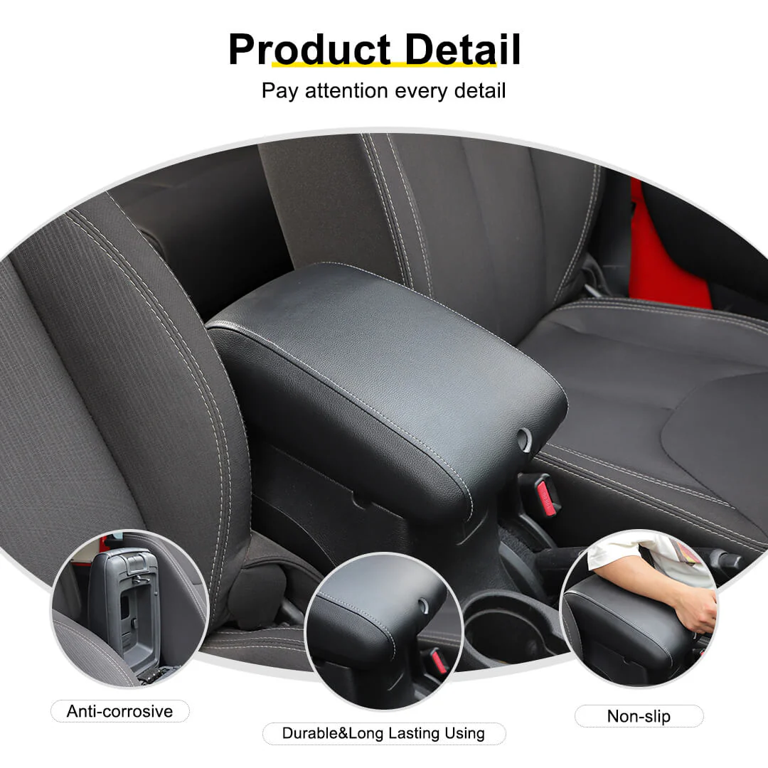 For 2011-2018 Jeep Wrangler JK Center Consol Armrest Box Pad Leather Cover Trim - Image 8