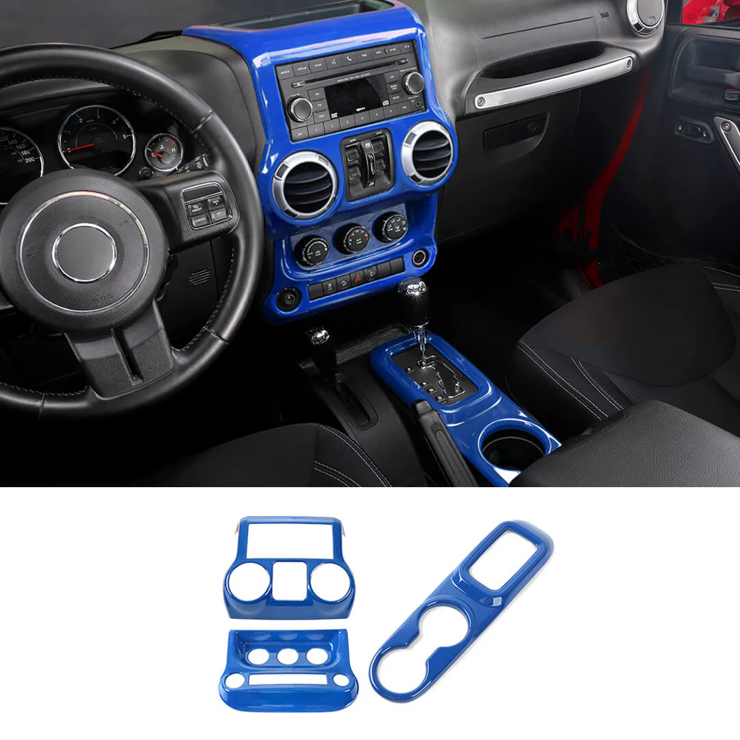 For 2011-2018 Jeep Wrangler JK Center Console Air Vent Switch & Gear Cup Holder Panel Cover Trim (3 pcs) - Image 13