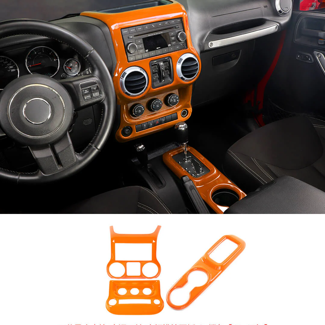 For 2011-2018 Jeep Wrangler JK Center Console Air Vent Switch & Gear Cup Holder Panel Cover Trim (3 pcs) - Image 14