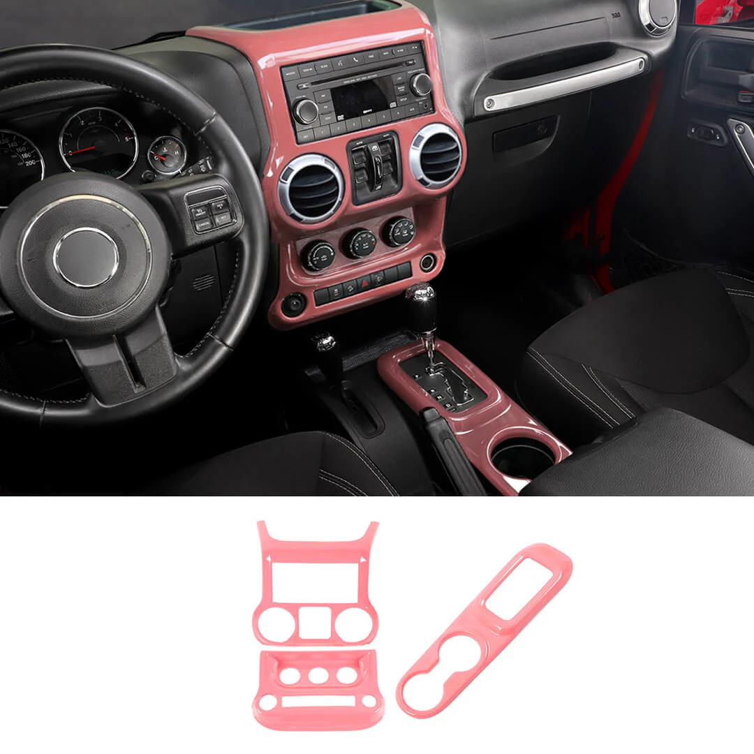 For 2011-2018 Jeep Wrangler JK Center Console Air Vent Switch & Gear Cup Holder Panel Cover Trim (3 pcs) - Image 16