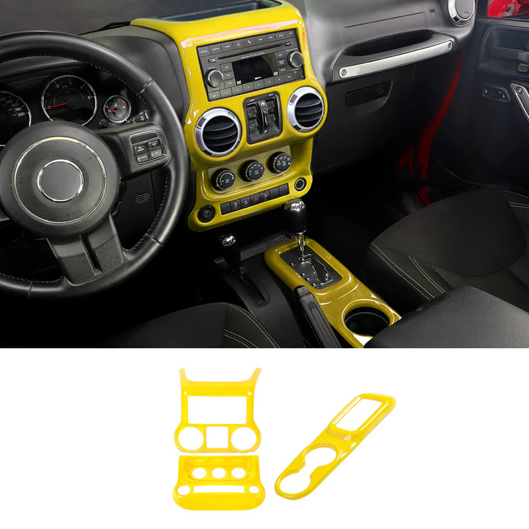 For 2011-2018 Jeep Wrangler JK Center Console Air Vent Switch & Gear Cup Holder Panel Cover Trim (3 pcs) - Image 17