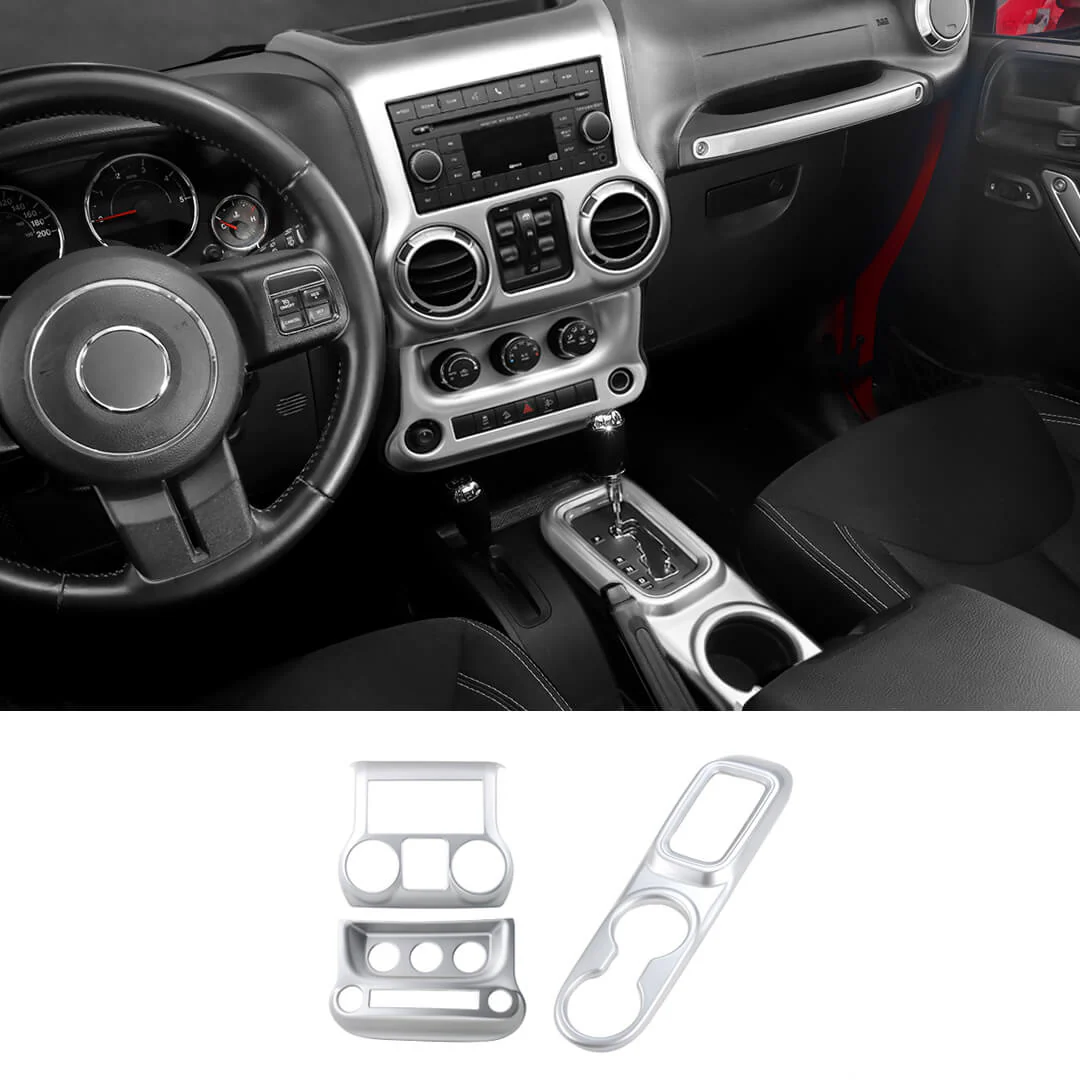 For 2011-2018 Jeep Wrangler JK Center Console Air Vent Switch & Gear Cup Holder Panel Cover Trim (3 pcs) - Image 19
