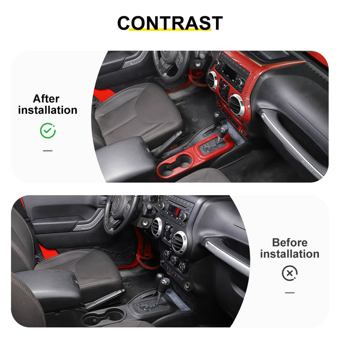 For 2011-2018 Jeep Wrangler JK Center Console Air Vent Switch & Gear Cup Holder Panel Cover Trim (3 pcs) - Image 2