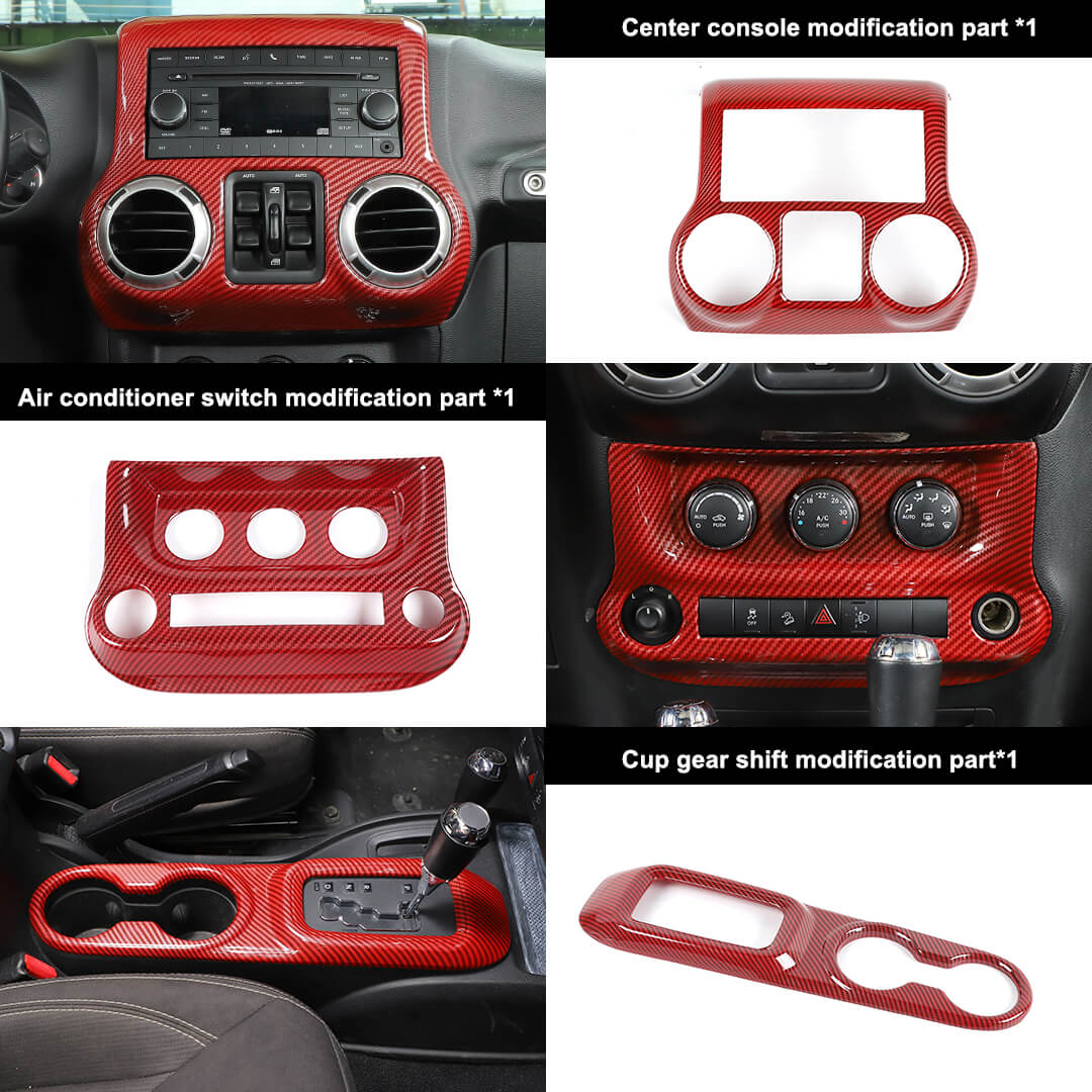 For 2011-2018 Jeep Wrangler JK Center Console Air Vent Switch & Gear Cup Holder Panel Cover Trim (3 pcs) - Image 3