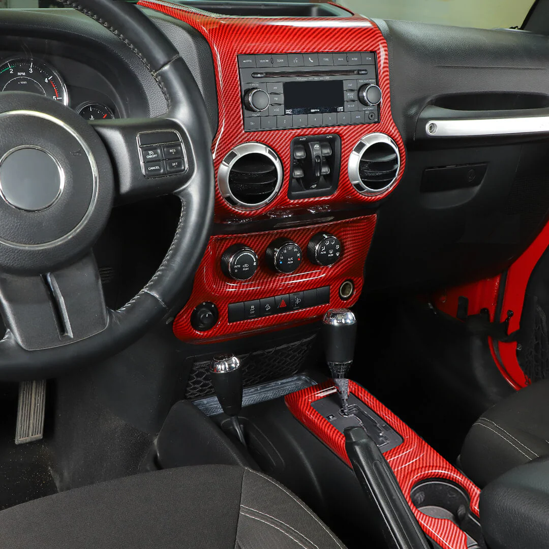 For 2011-2018 Jeep Wrangler JK Center Console Air Vent Switch & Gear Cup Holder Panel Cover Trim (3 pcs) - Image 5