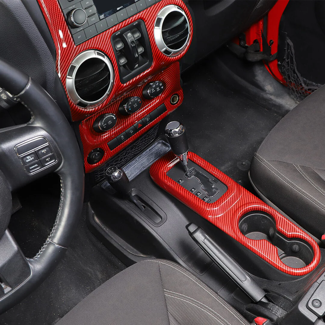 For 2011-2018 Jeep Wrangler JK Center Console Air Vent Switch & Gear Cup Holder Panel Cover Trim (3 pcs) - Image 6