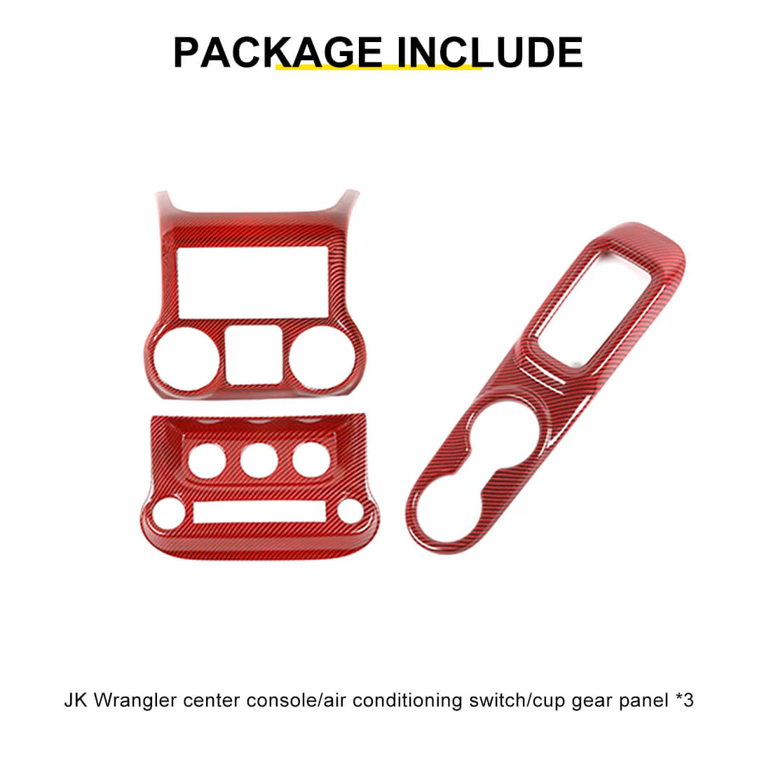 For 2011-2018 Jeep Wrangler JK Center Console Air Vent Switch & Gear Cup Holder Panel Cover Trim (3 pcs) - Image 7