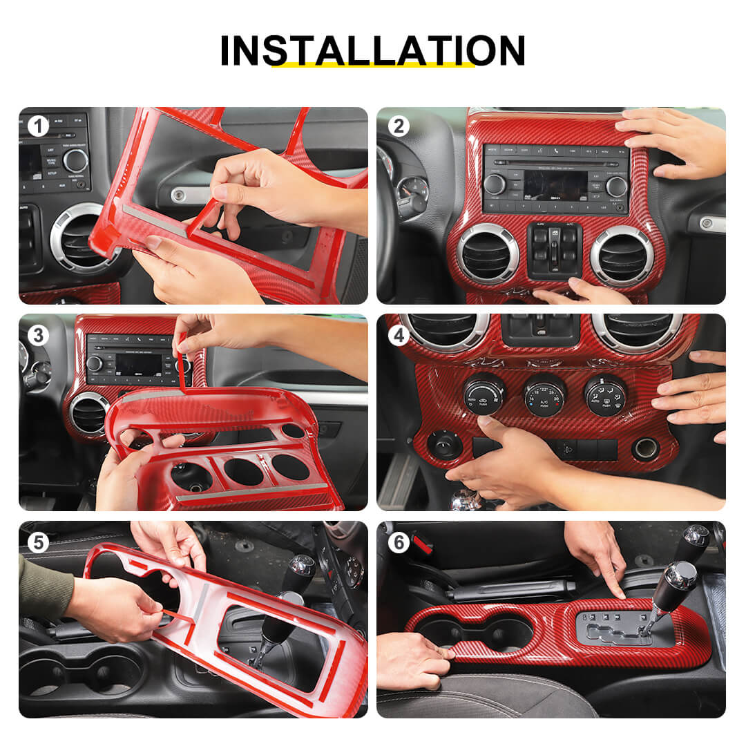 For 2011-2018 Jeep Wrangler JK Center Console Air Vent Switch & Gear Cup Holder Panel Cover Trim (3 pcs) - Image 8