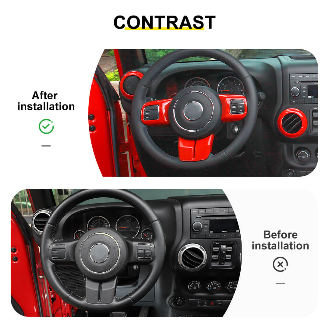 For 2011-2018 Jeep Wrangler JKU 4-Door Interior Car Door Center Console Trim Cover Kit (16 pcs) - Image 2