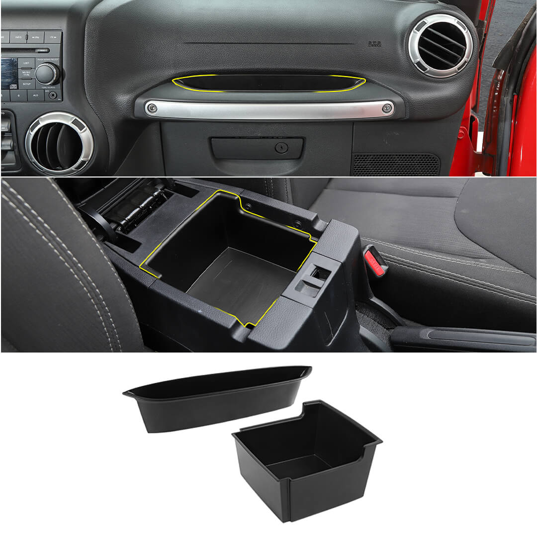 For 2011-2018 Jeep Wrangler JK Interior Center Console Armrest Storage Box Organizer Tray Insert - Image 15