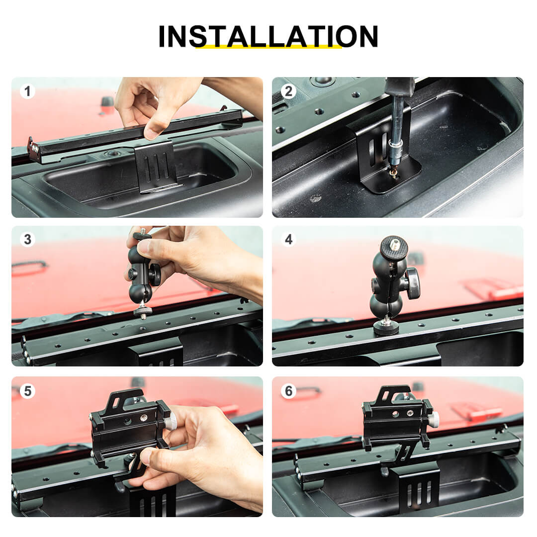 For 2011-2018 Jeep Wrangler JK Interior Center Console Multifunctional Action Camera & Phone Holder Mount Bracket - Image 6
