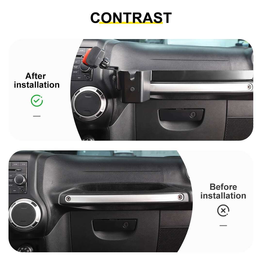 For 2011-2018 Jeep Wrangler JK Interior Co-pilot Handle Storage Box Mount Phone Holder - Image 2