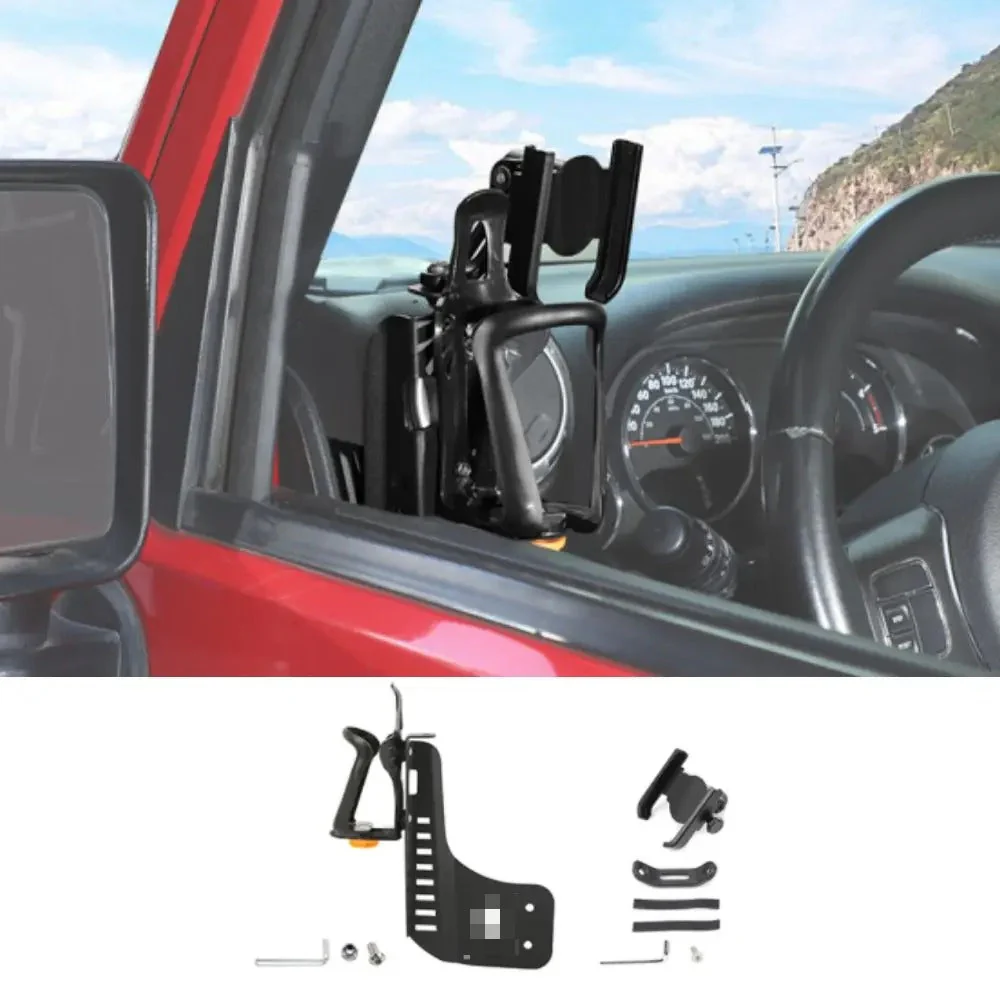 For 2011-2018 Jeep Wrangler JK JKU Two Side Front Door Water Cup Phone Holder Stand