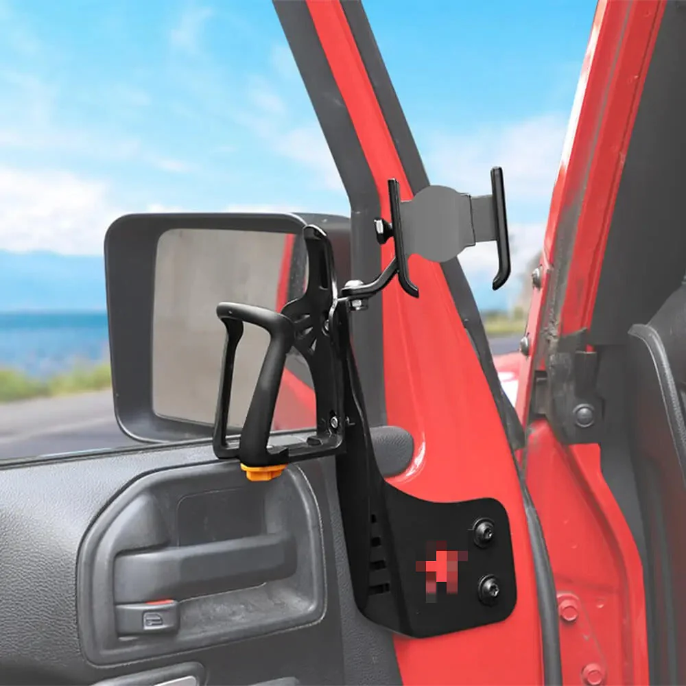 For 2011-2018 Jeep Wrangler JK JKU Two Side Front Door Water Cup Phone Holder Stand - Image 3