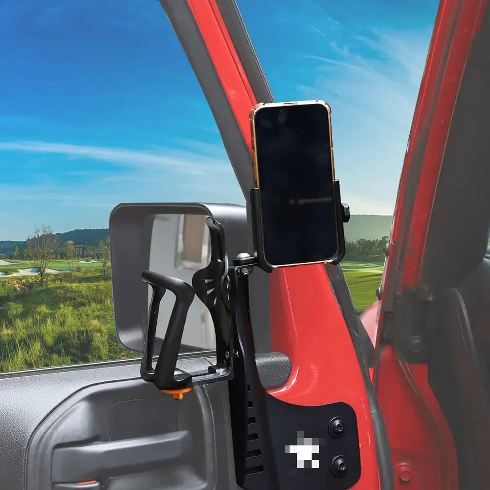 For 2011-2018 Jeep Wrangler JK JKU Two Side Front Door Water Cup Phone Holder Stand - Image 4