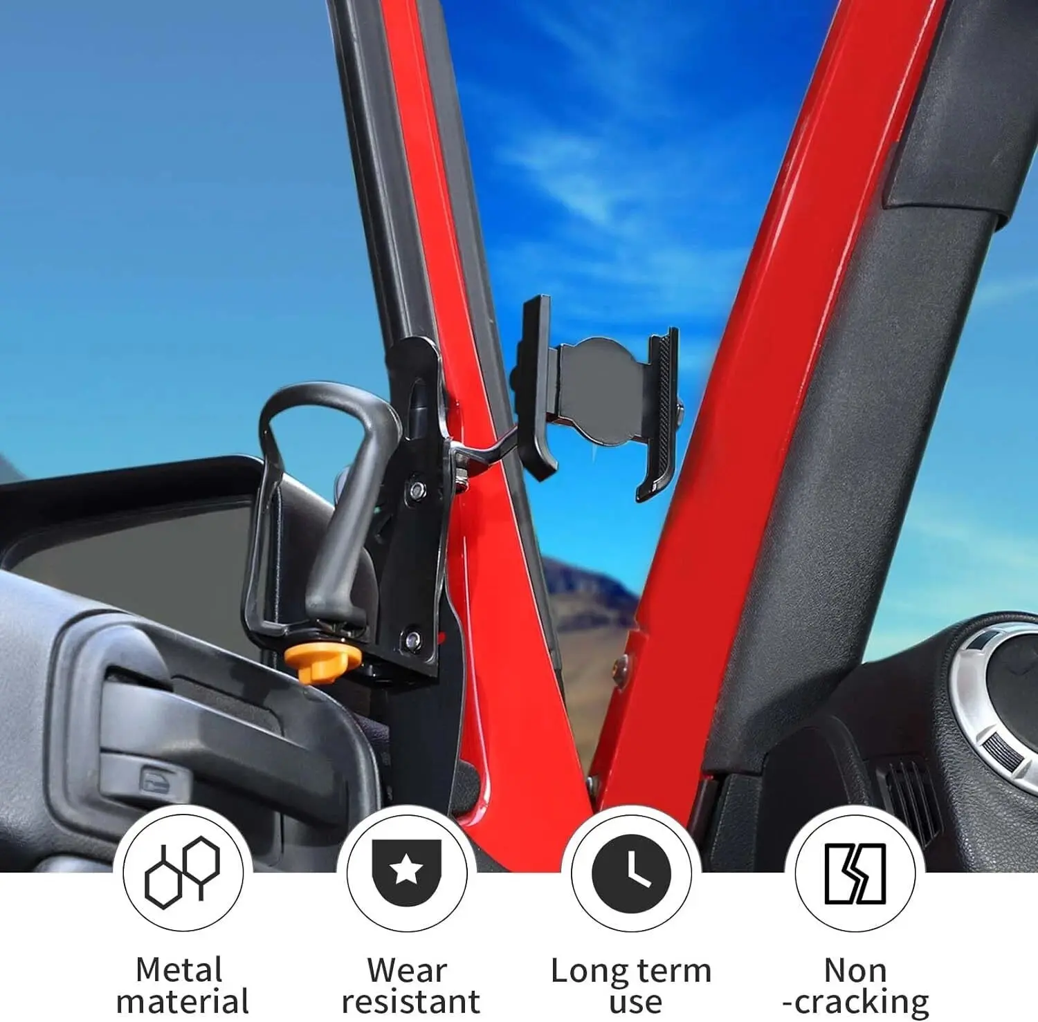 For 2011-2018 Jeep Wrangler JK JKU Two Side Front Door Water Cup Phone Holder Stand - Image 6