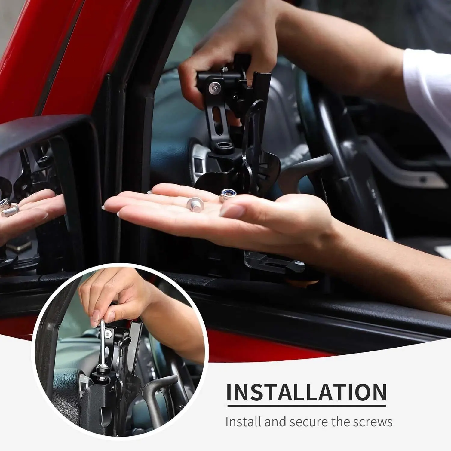 For 2011-2018 Jeep Wrangler JK JKU Two Side Front Door Water Cup Phone Holder Stand - Image 8