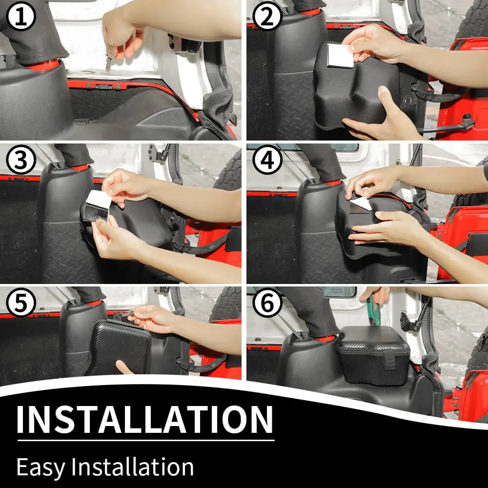 For 2011-2018 Jeep Wrangler JKU 4 Door Rear Trunk Side Storage Bag Pockets Box - Image 5