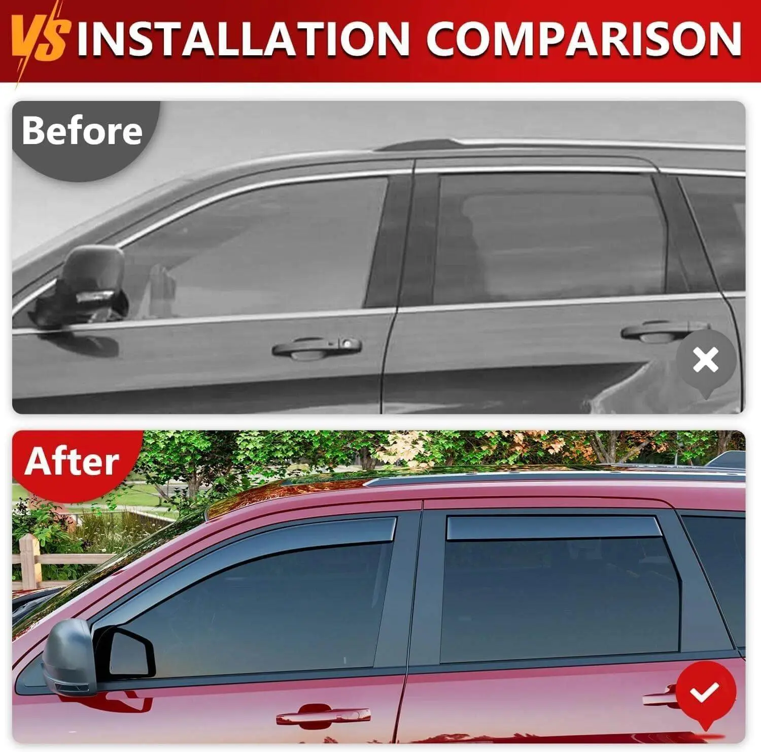 For 2011-2020 Jeep Grand Cherokee Side Window Visor Deflector Visor Trim Cover (4 pcs) - Image 2