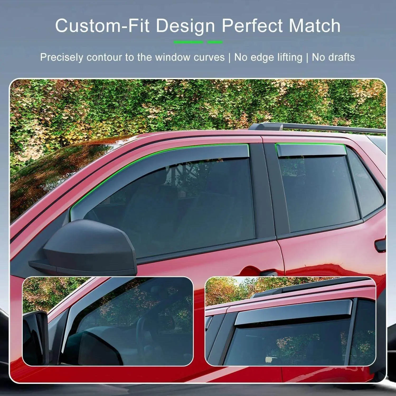 For 2011-2020 Jeep Grand Cherokee Side Window Visor Deflector Visor Trim Cover (4 pcs) - Image 3