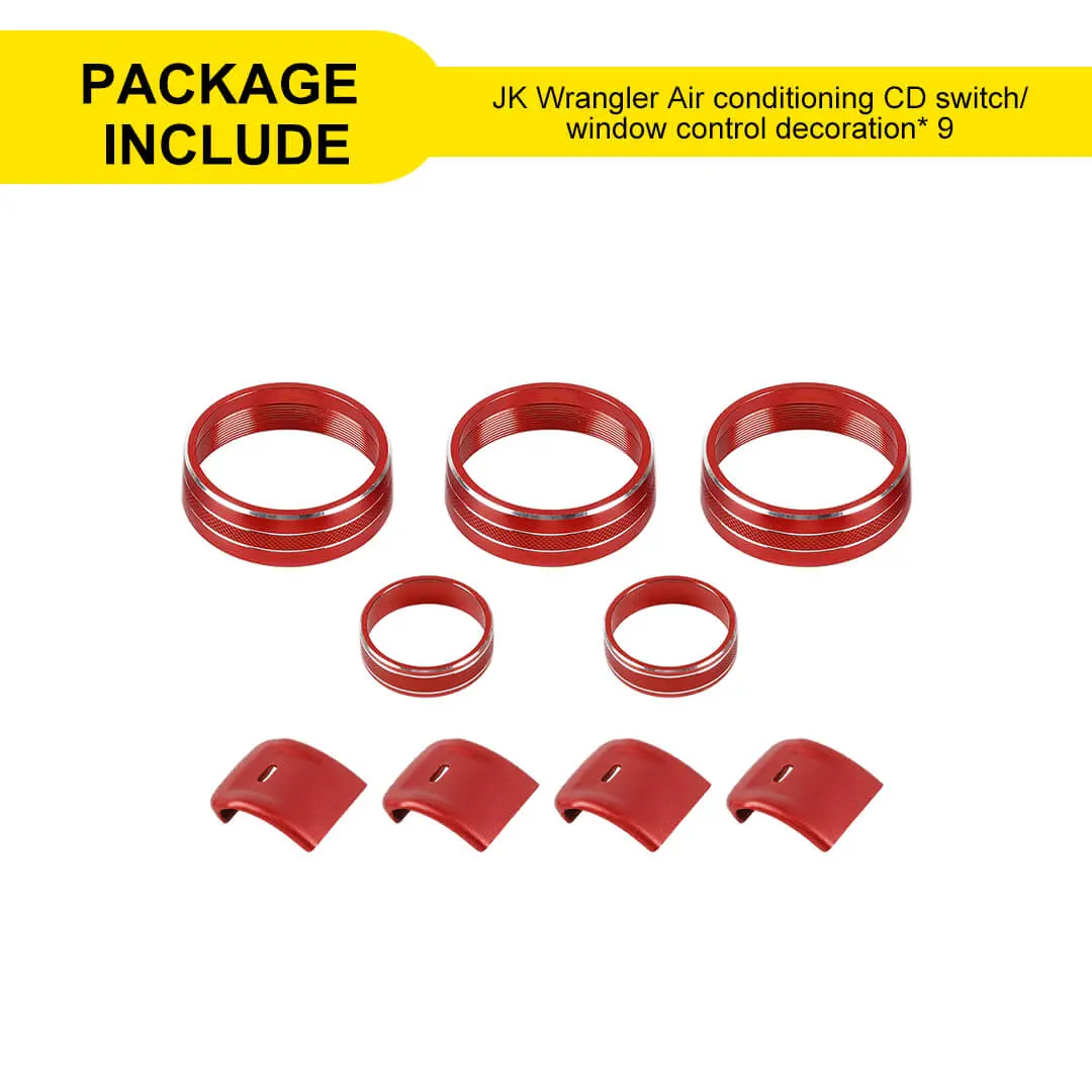 For 2012-2017 Jeep Wrangler JK Air Condition CD Switch Knob & Window Control Trim Cover (9 pcs) - Image 11