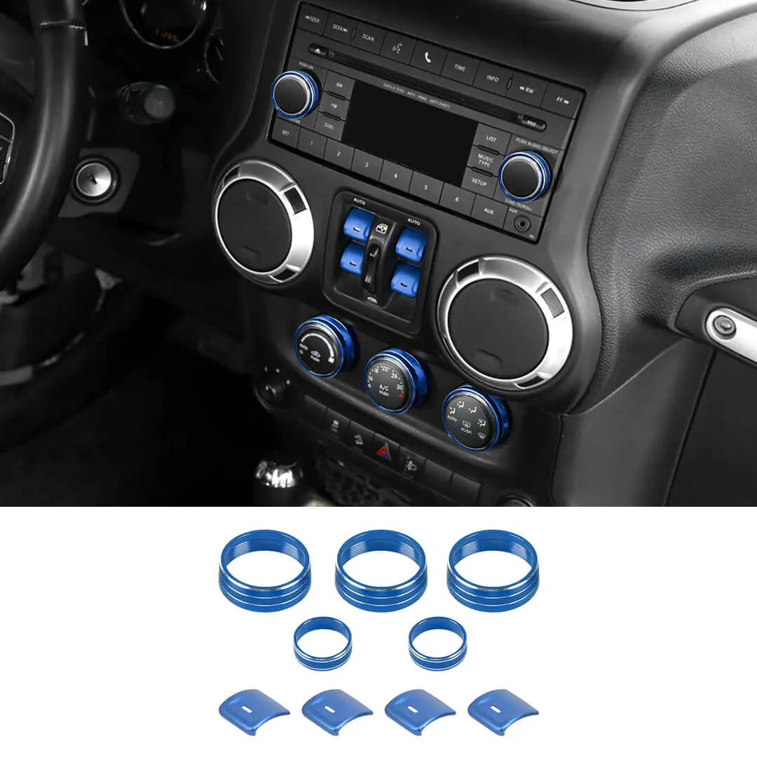 For 2012-2017 Jeep Wrangler JK Air Condition CD Switch Knob & Window Control Trim Cover (9 pcs) - Image 15