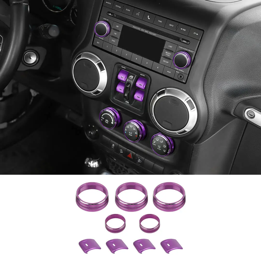 For 2012-2017 Jeep Wrangler JK Air Condition CD Switch Knob & Window Control Trim Cover (9 pcs) - Image 16