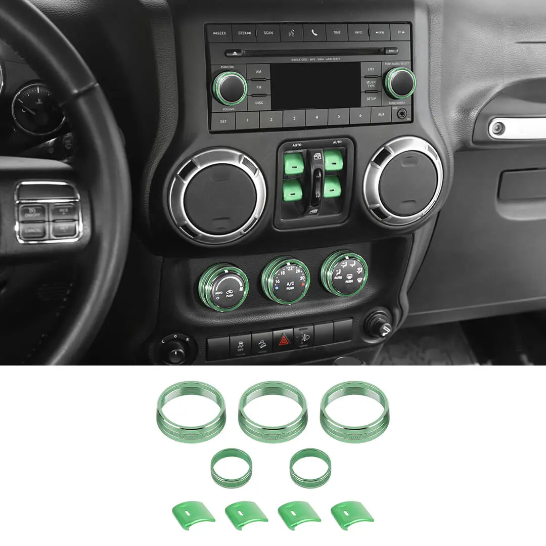For 2012-2017 Jeep Wrangler JK Air Condition CD Switch Knob & Window Control Trim Cover (9 pcs) - Image 17