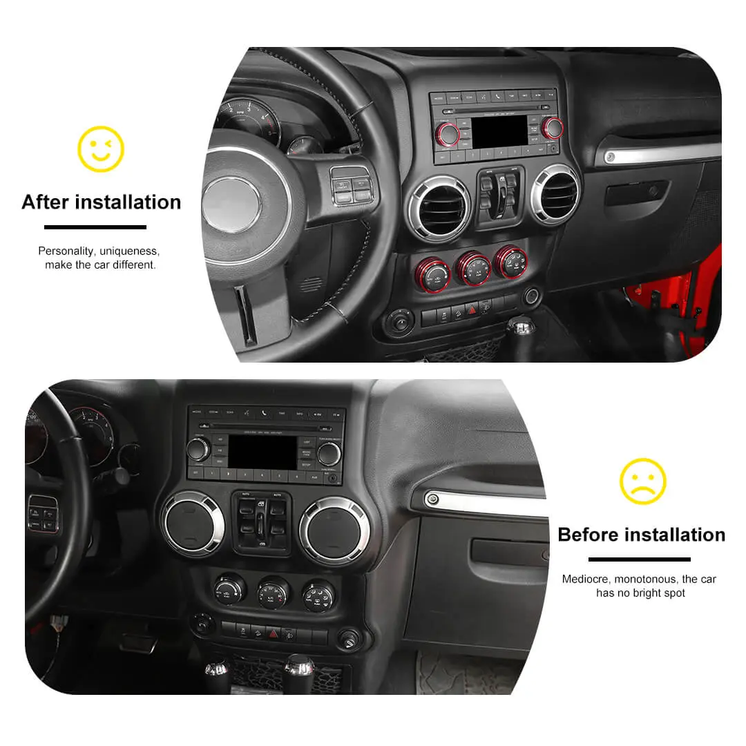 For 2012-2017 Jeep Wrangler JK Air Condition CD Switch Knob & Window Control Trim Cover (9 pcs) - Image 2