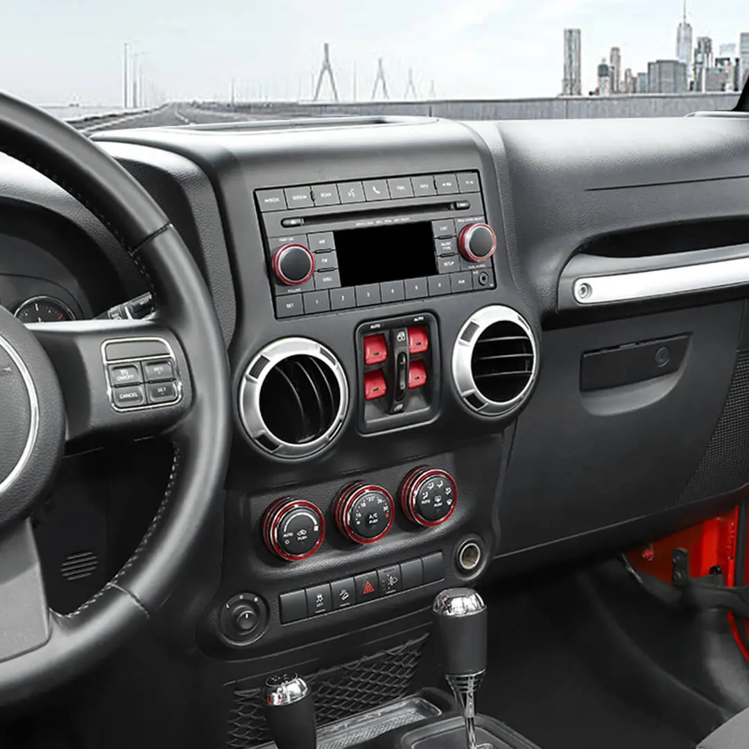 For 2012-2017 Jeep Wrangler JK Air Condition CD Switch Knob & Window Control Trim Cover (9 pcs) - Image 3