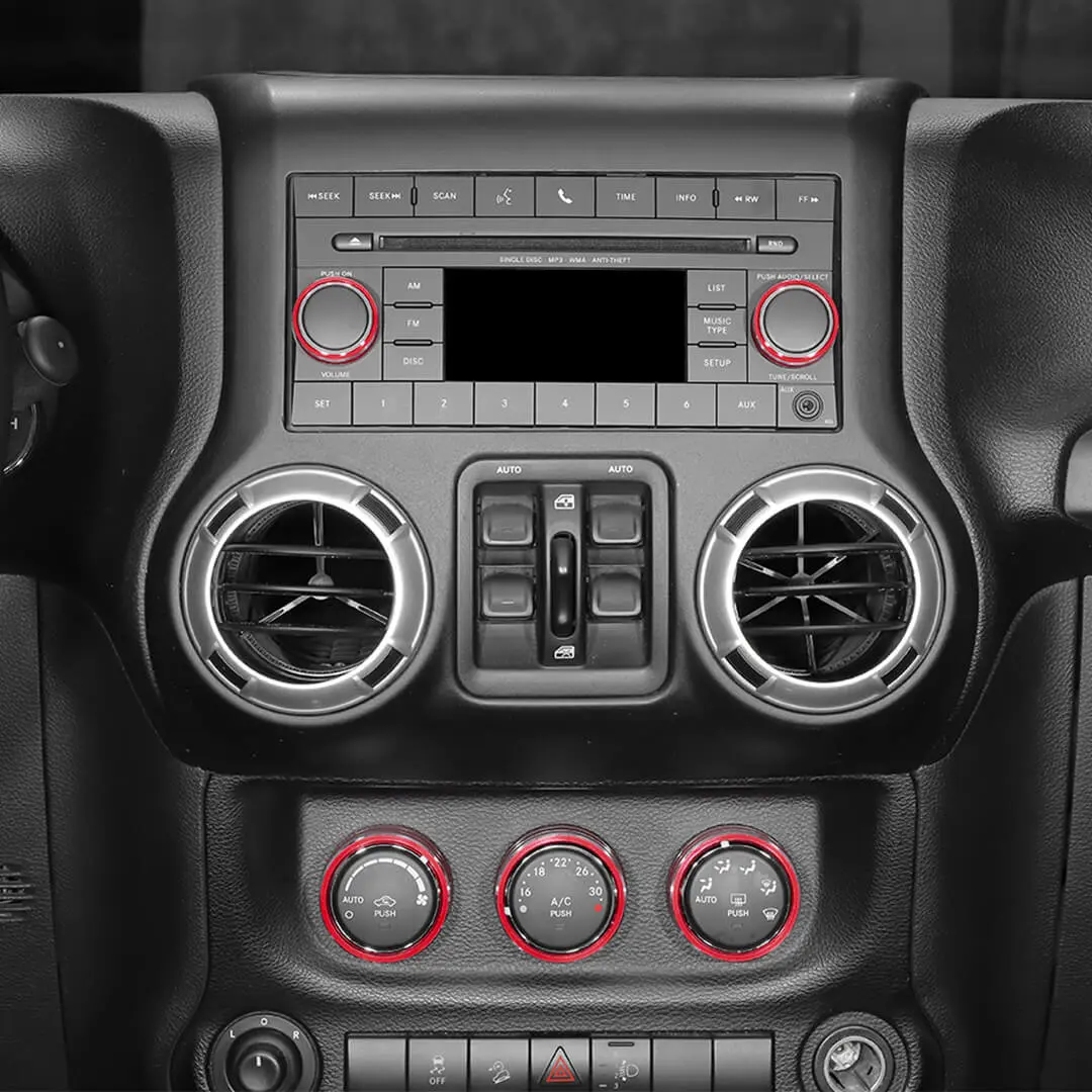 For 2012-2017 Jeep Wrangler JK Air Condition CD Switch Knob & Window Control Trim Cover (9 pcs) - Image 5