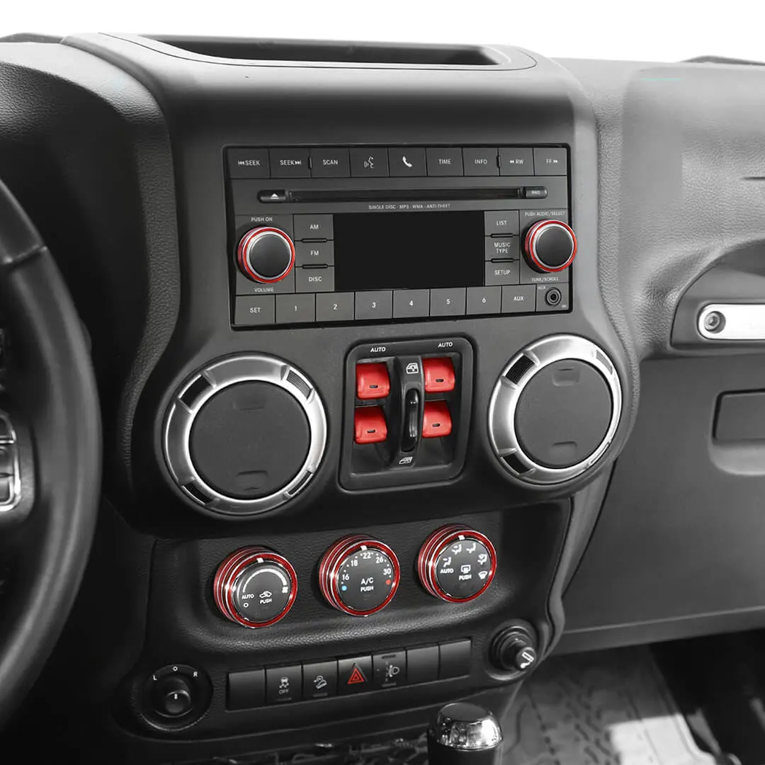 For 2012-2017 Jeep Wrangler JK Air Condition CD Switch Knob & Window Control Trim Cover (9 pcs) - Image 6