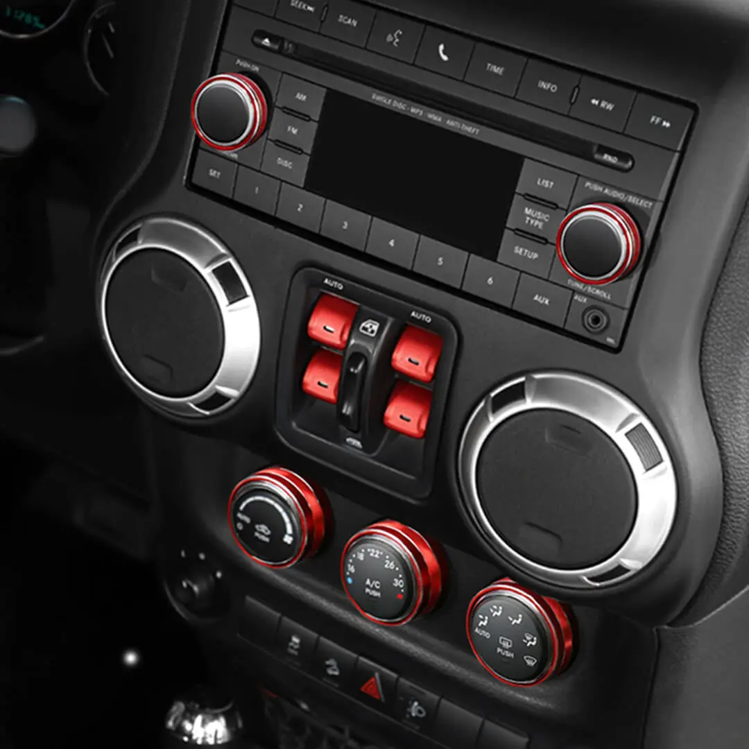 For 2012-2017 Jeep Wrangler JK Air Condition CD Switch Knob & Window Control Trim Cover (9 pcs) - Image 7
