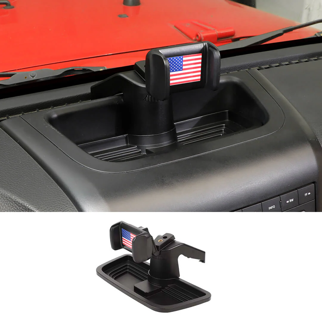 For 2012-2018 Jeep Wrangler JK Interior Center Console Phone Bracket Holder Storage Tray Dashboard