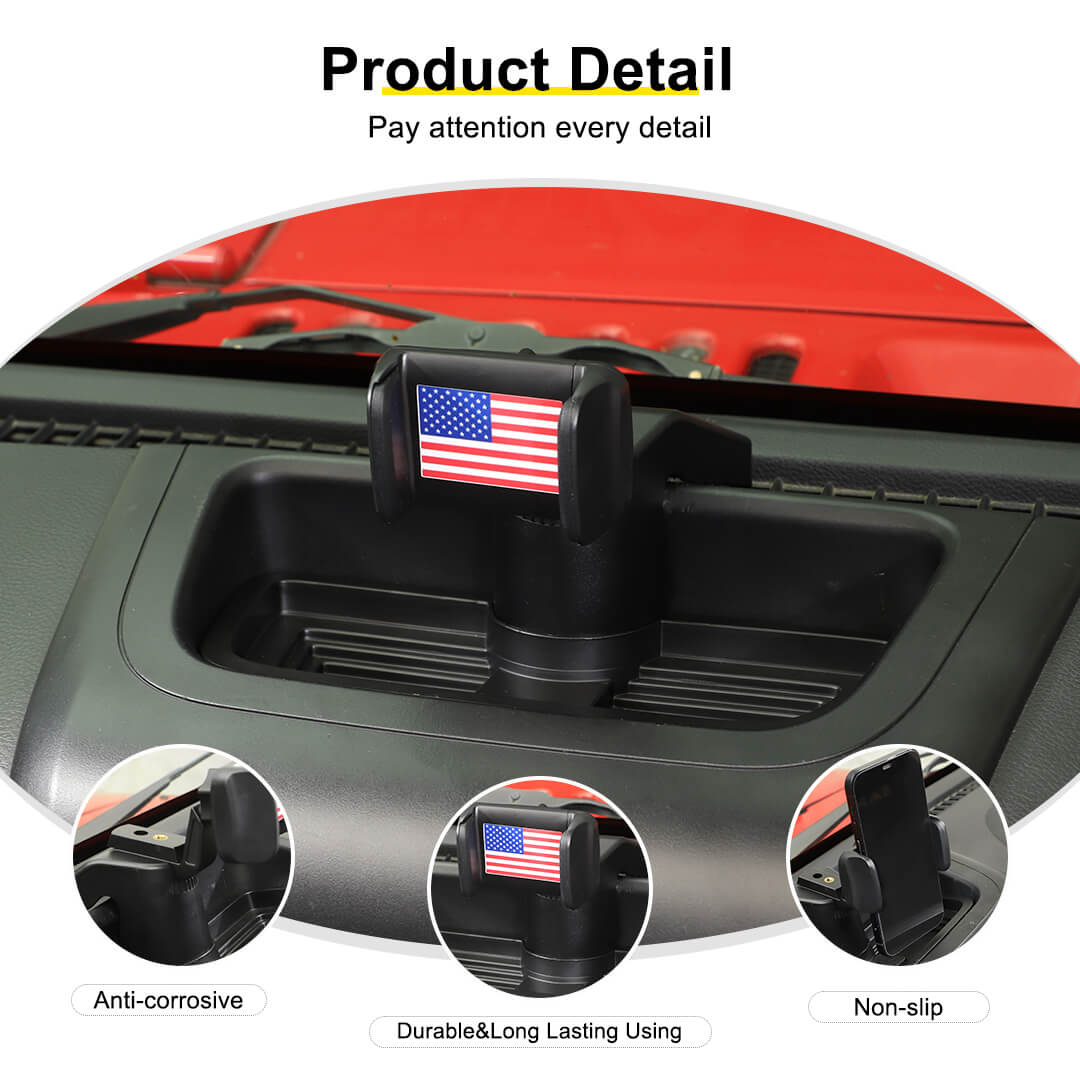 For 2012-2018 Jeep Wrangler JK Interior Center Console Phone Bracket Holder Storage Tray Dashboard - Image 8