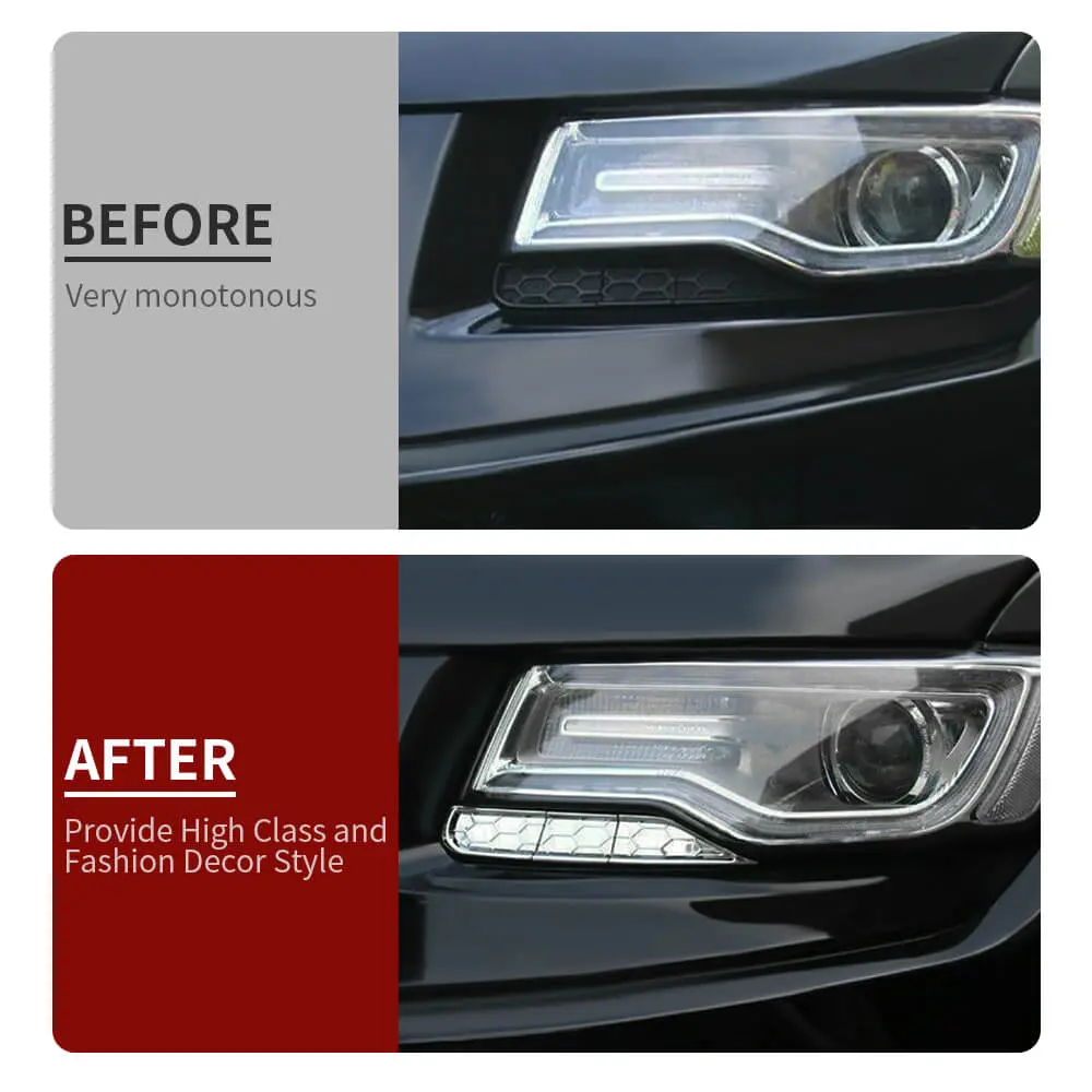 For 2014-2016 Jeep Grand Cherokee WK2 Headlight Cleaning Cover Trim Bezels - Image 2