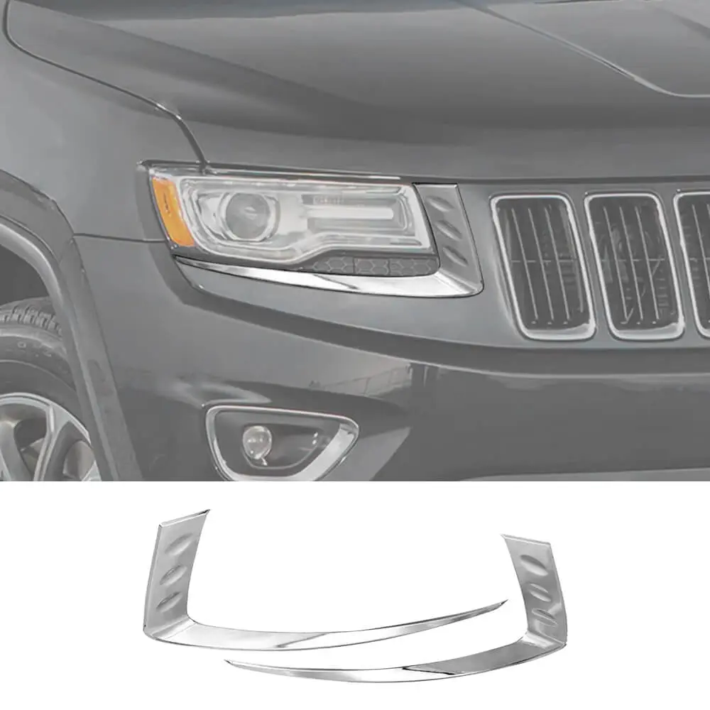 For 2014-2016 Jeep Grand Cherokee WK2 Front Headlight Light Molding Eyebrow Trim