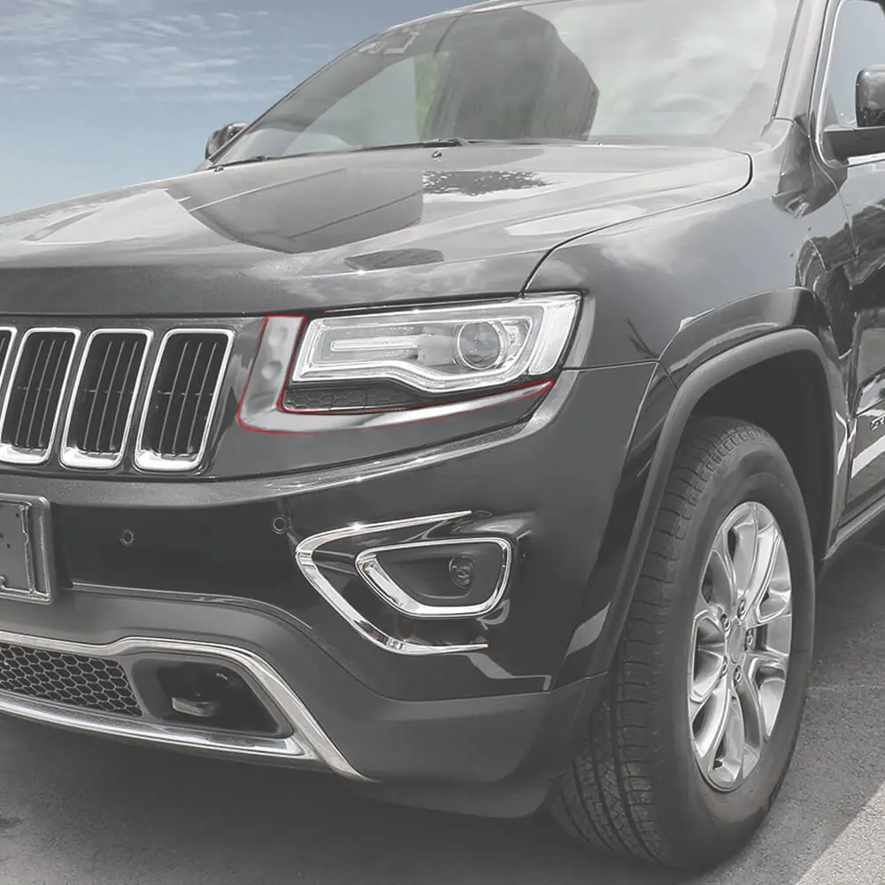 For 2014-2016 Jeep Grand Cherokee WK2 Front Headlight Light Molding Eyebrow Trim - Image 3