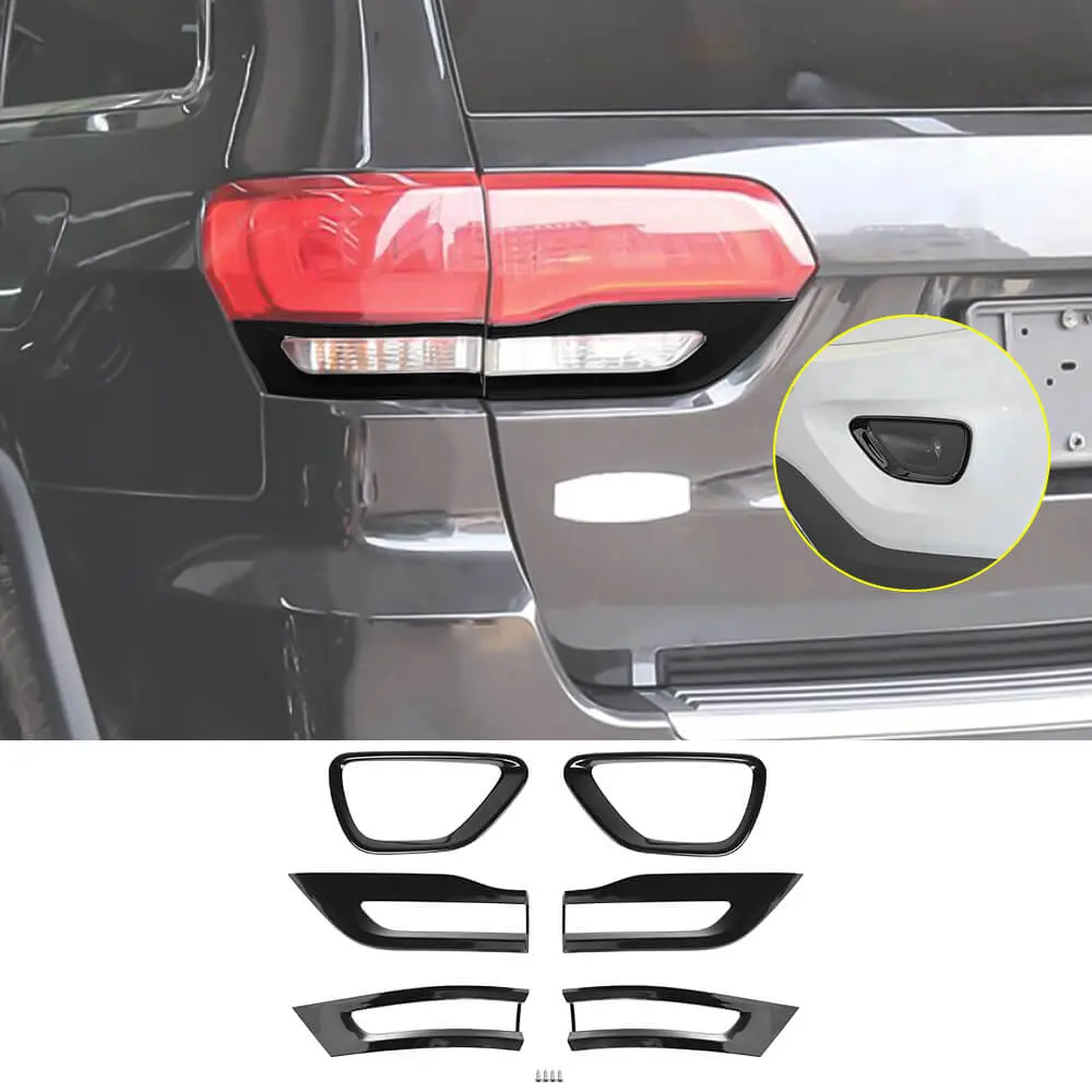 For 2014-2017 Jeep Grand Cherokee WK2 6-Piece Tail Lamp & Fog Light Cover Trim Kit Set