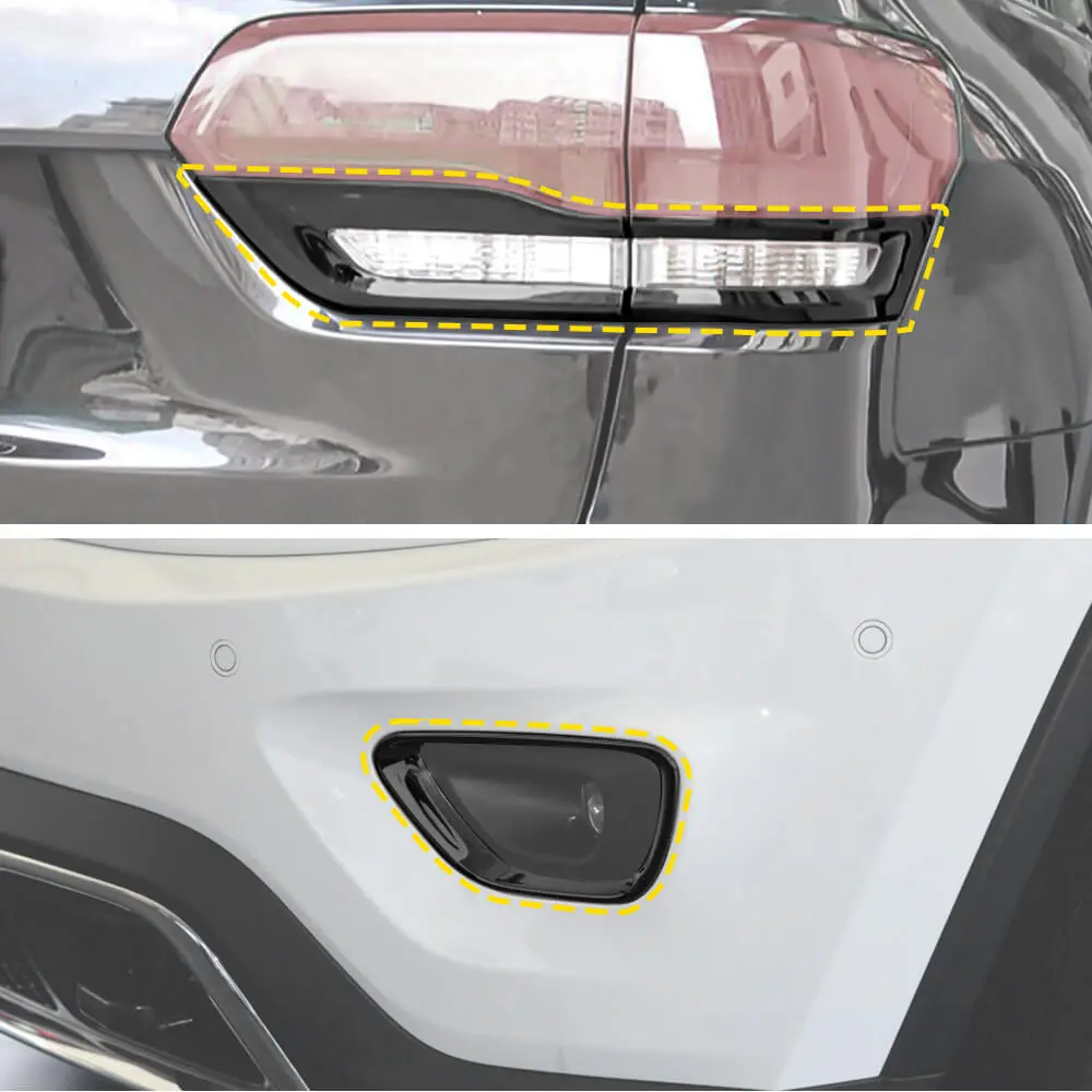 For 2014-2017 Jeep Grand Cherokee WK2 6-Piece Tail Lamp & Fog Light Cover Trim Kit Set - Image 3